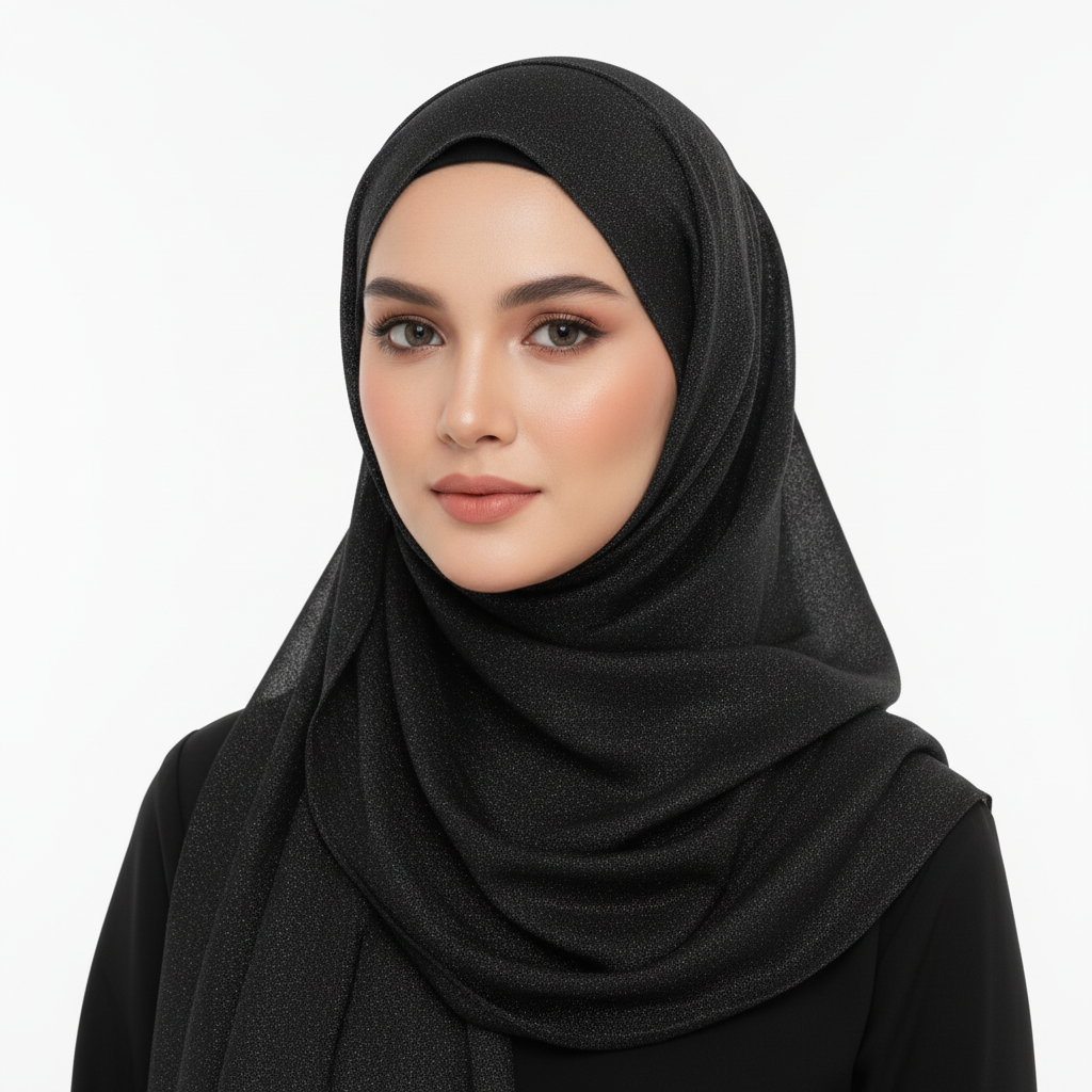 Jet Black Sheen Hijab