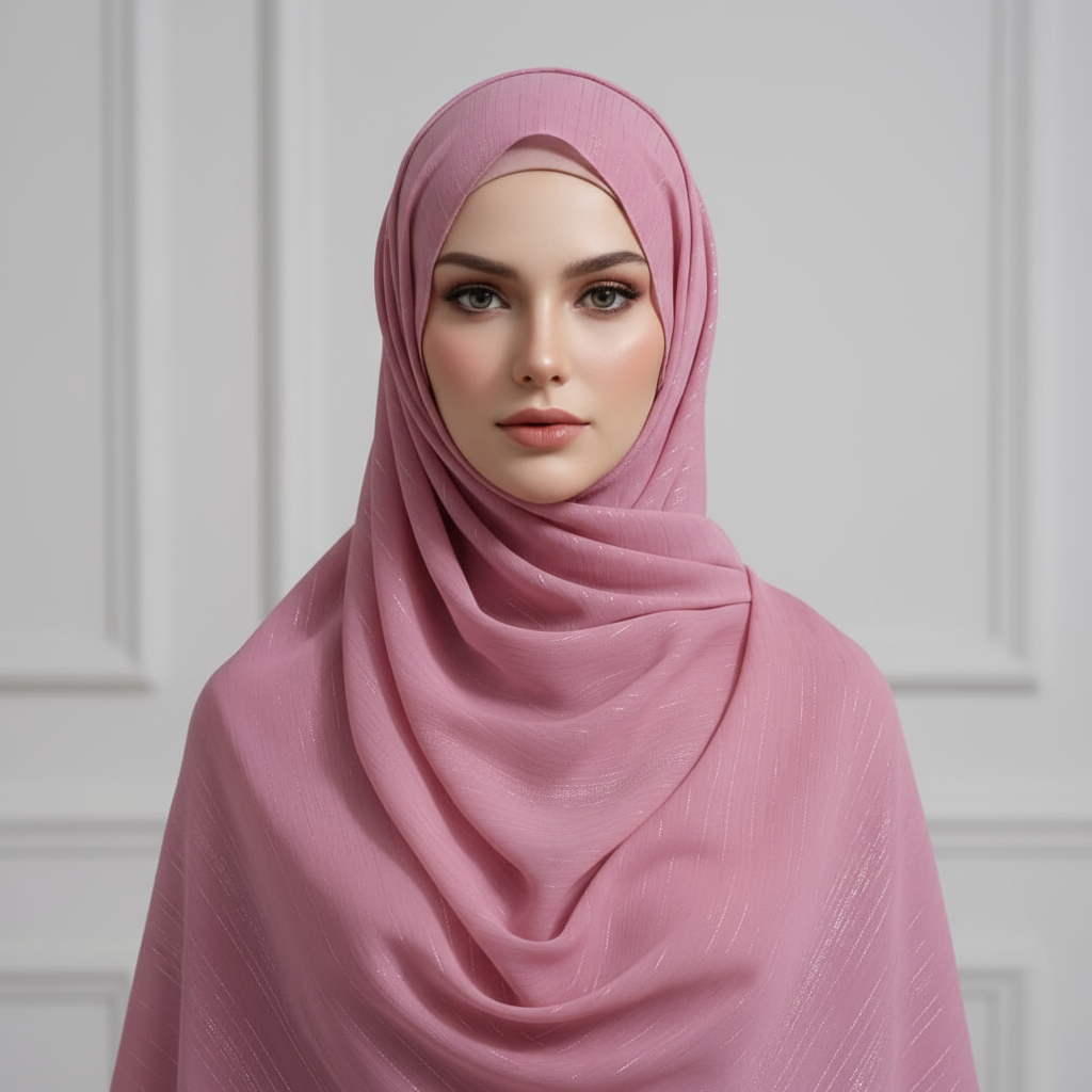 Baby pink Metalic Chiffon