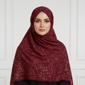 Maroon Crosshatch Georgette