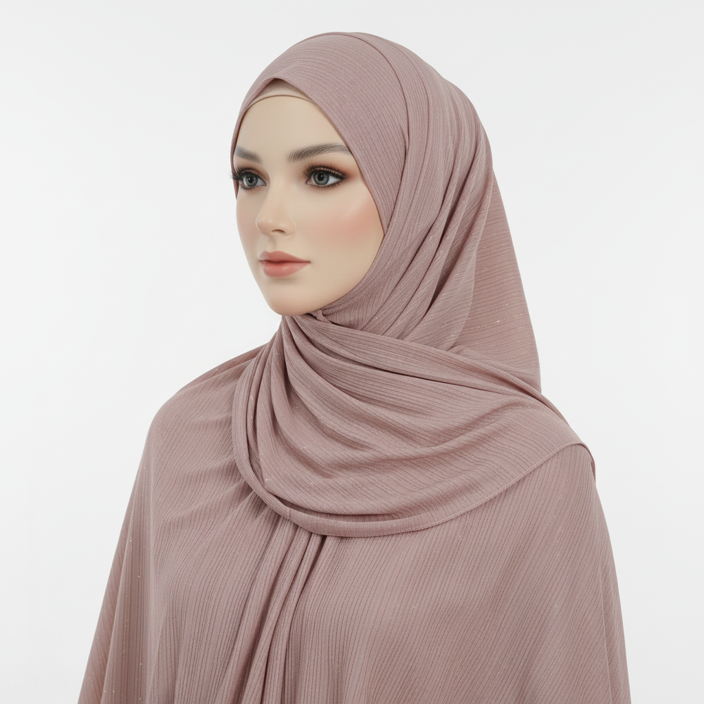 Beige Ribbed Jersey Hijab