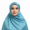 Sea blue Modal Self Satin Silk