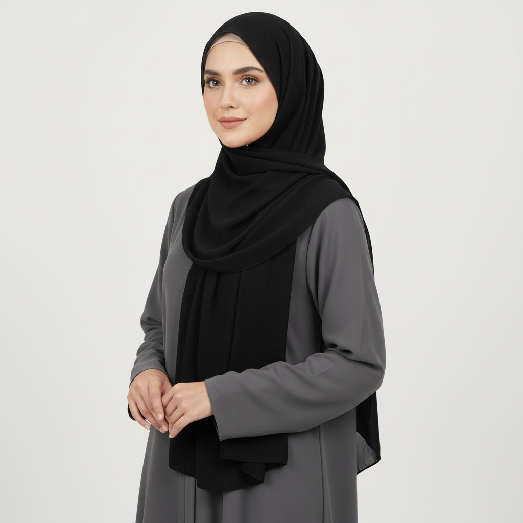 Jet Black Georgette Chiffon