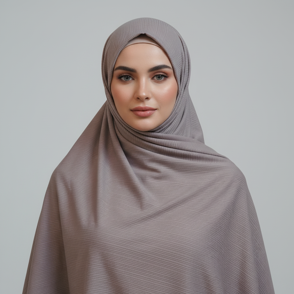 Silver Grey Ribbed Jersey Hijab