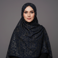 Midnight Blue Crosshatch Georgette