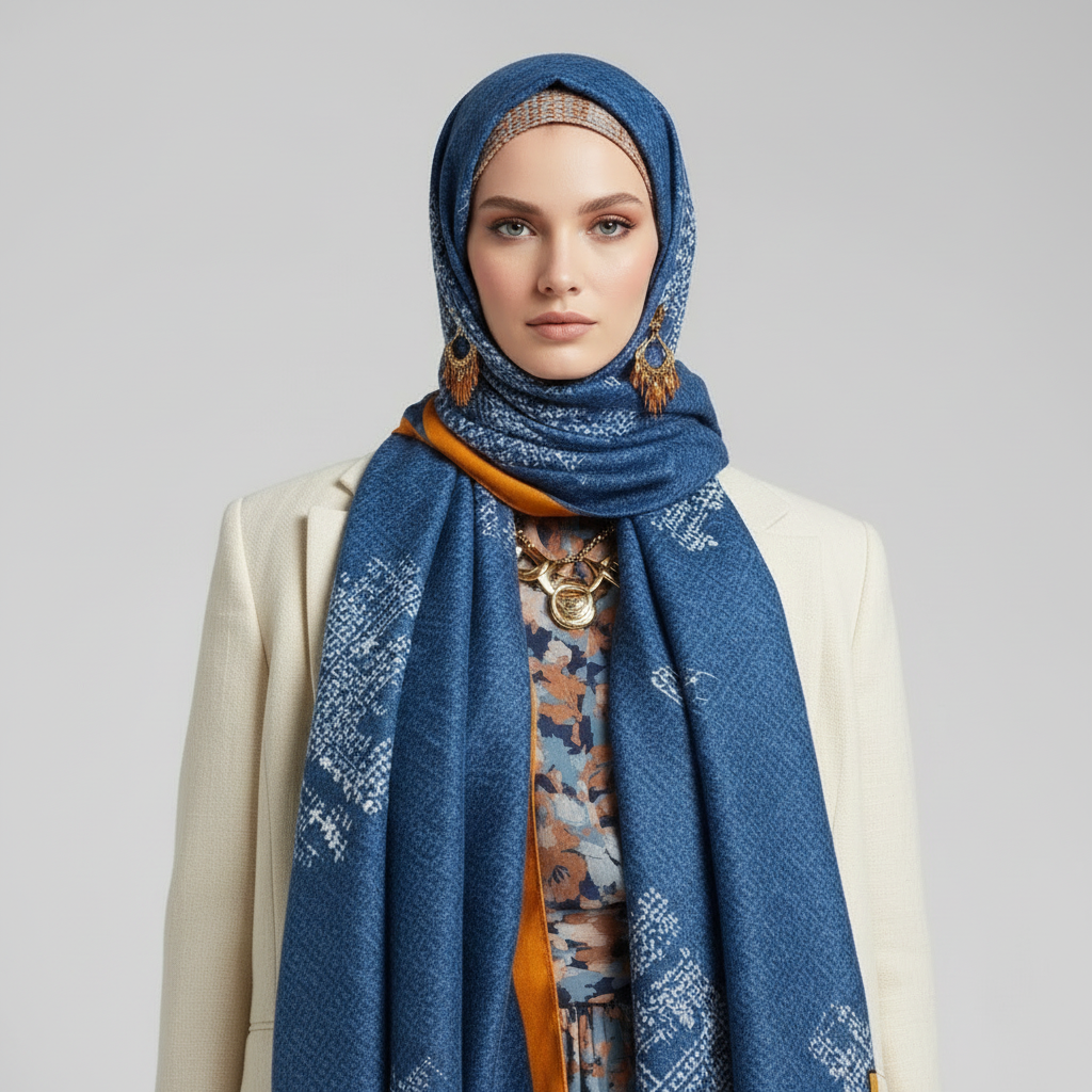 Navy Viscose cotton Hijab