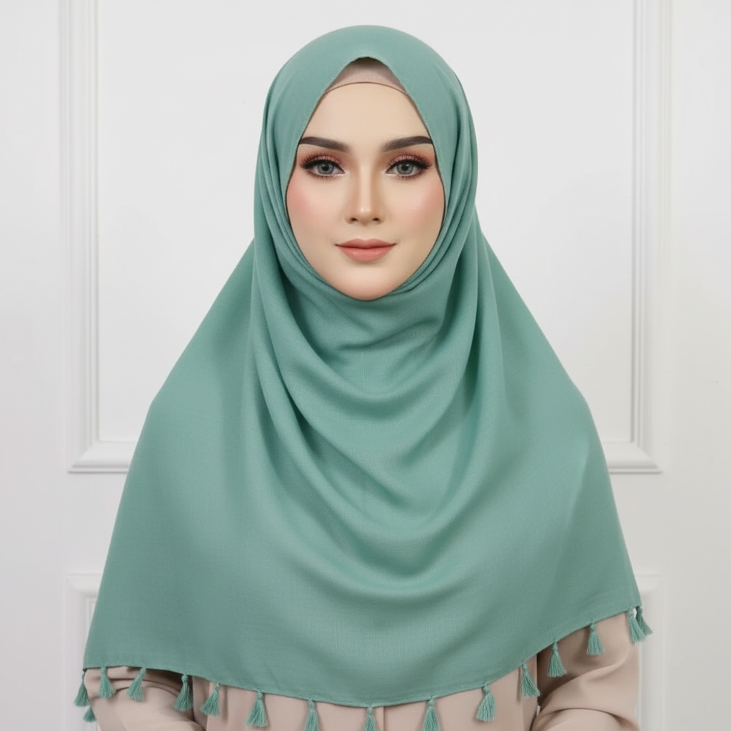 Sage Tassels Lawn Hijab