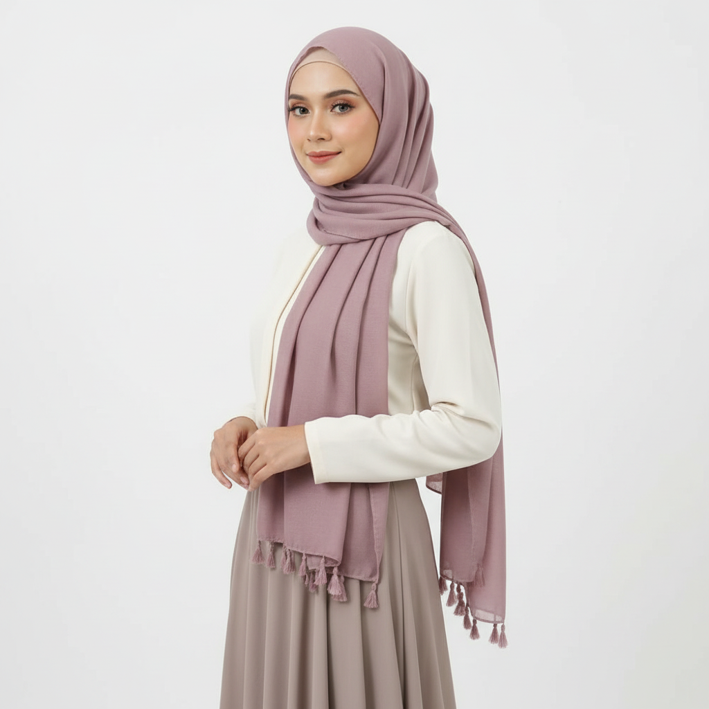 Lavender Tassels Lawn Hijab
