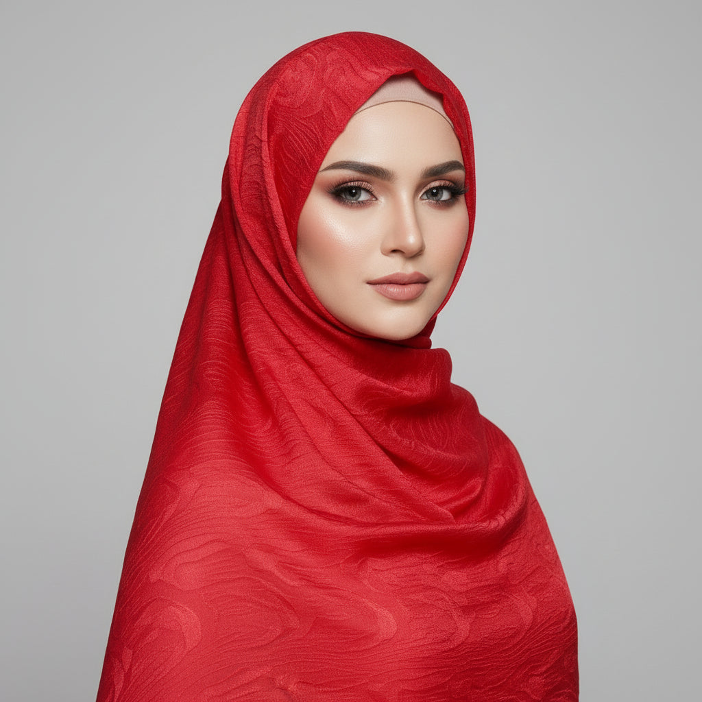 Red Sheen Hijab