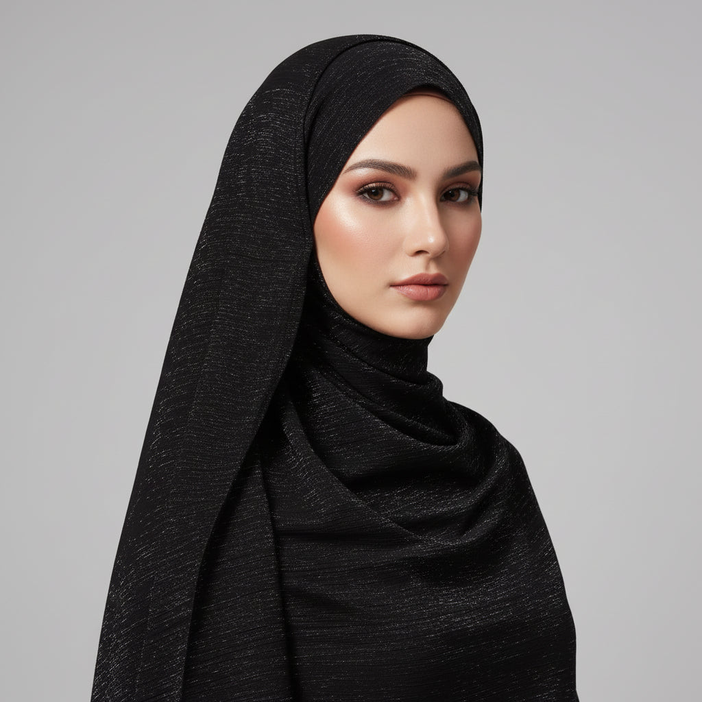 Black Metalic Chiffon