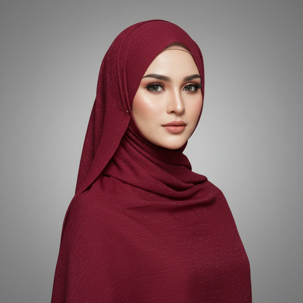 Maroon Metalic Chiffon