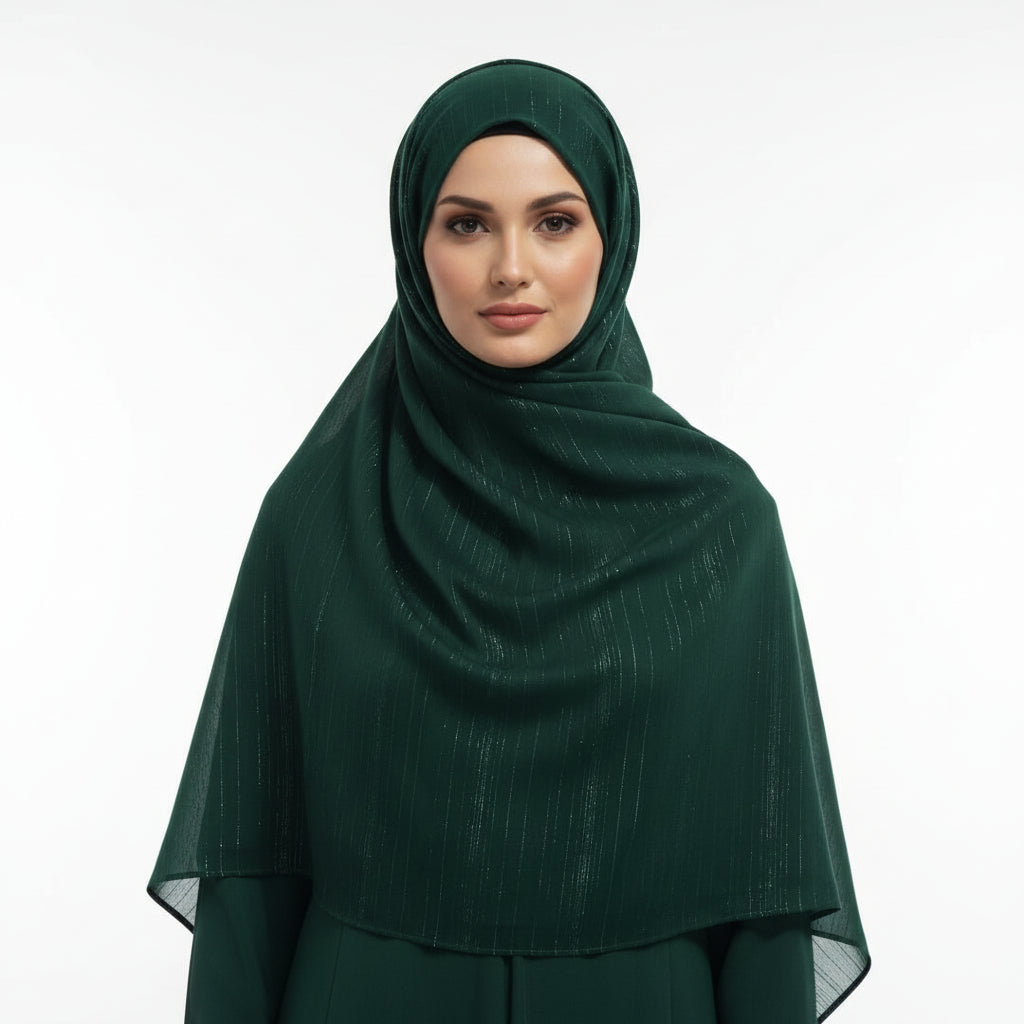 Bottle green Metalic Chiffon