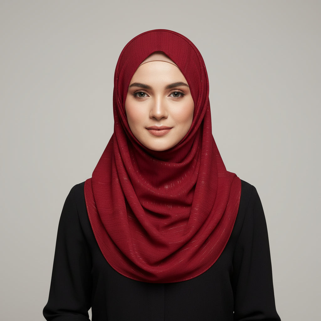 Blood  Red Metalic Chiffon