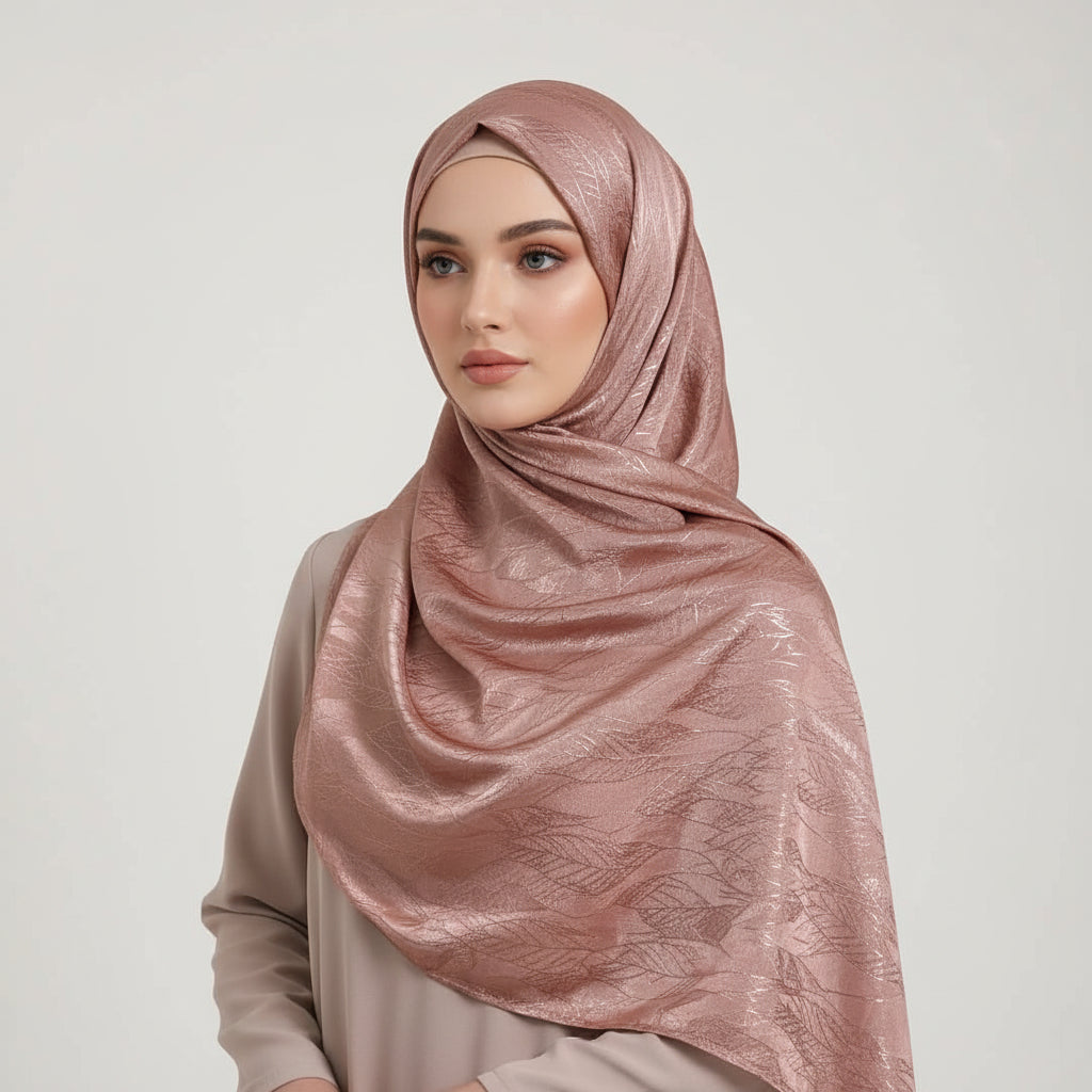 Peach Modal Self Satin Silk