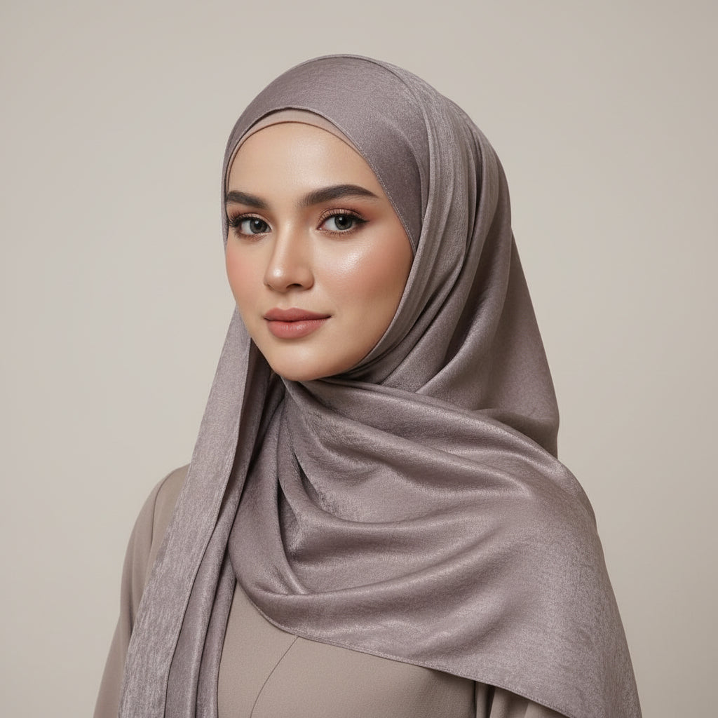 Spanish grey Velvet Silk Hijab