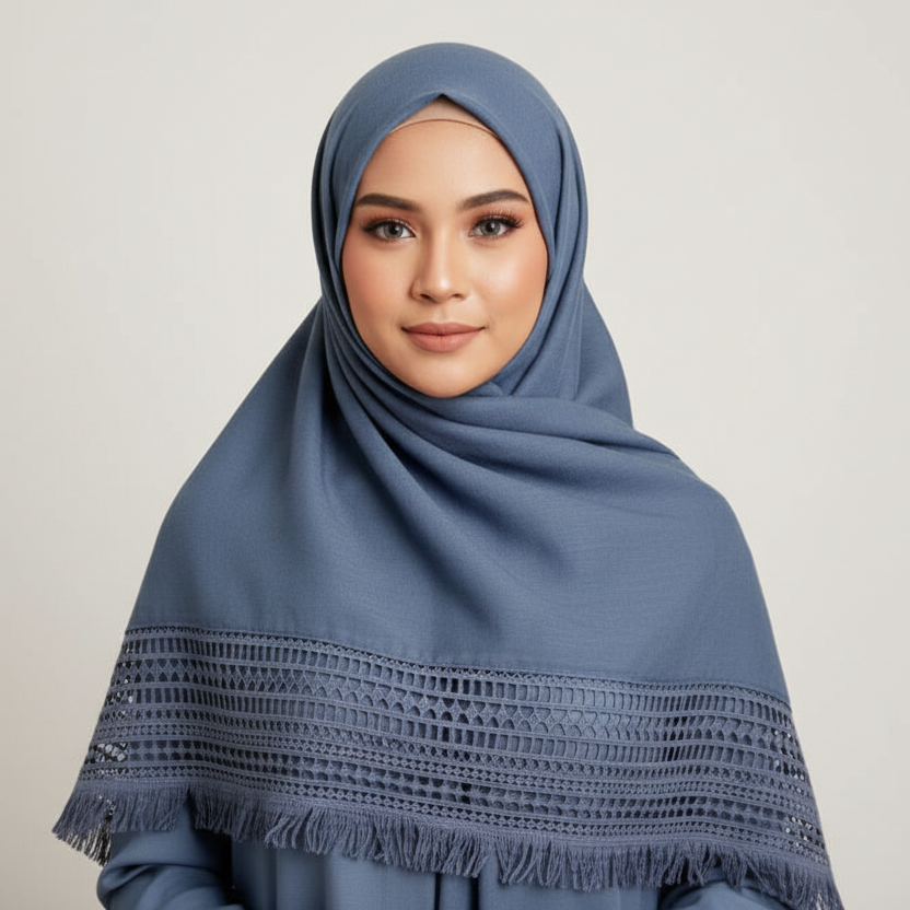 Charcoal Denim Lace Hijab