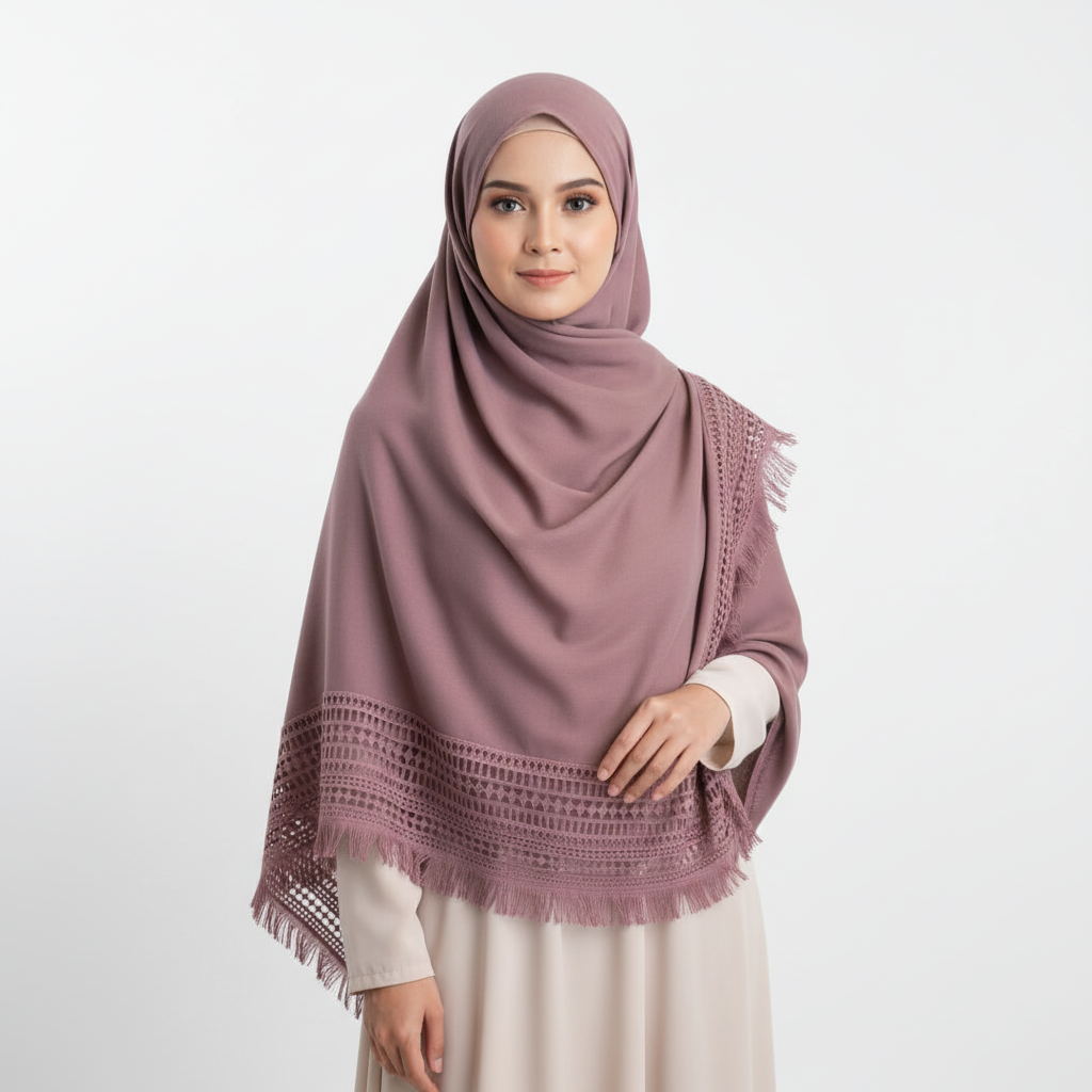Dusty Tea Pink Lace Hijab