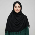 Black Tassels Lawn Hijab
