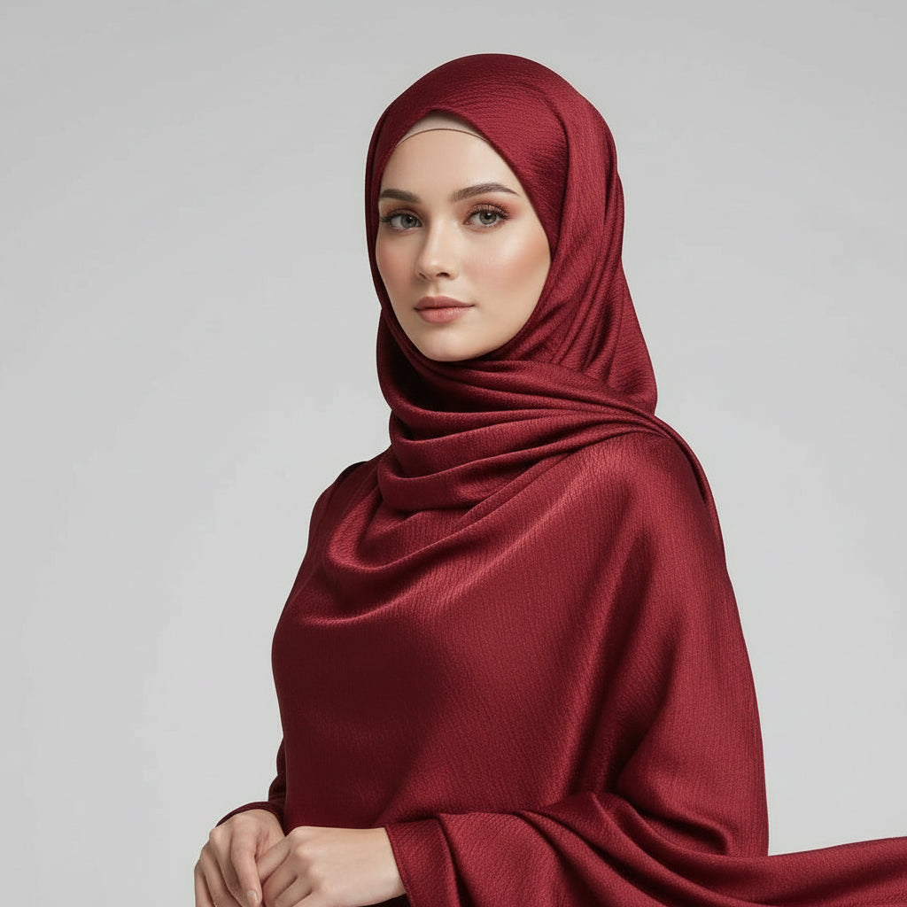 Aesthetic Maroon Sheen Hijab