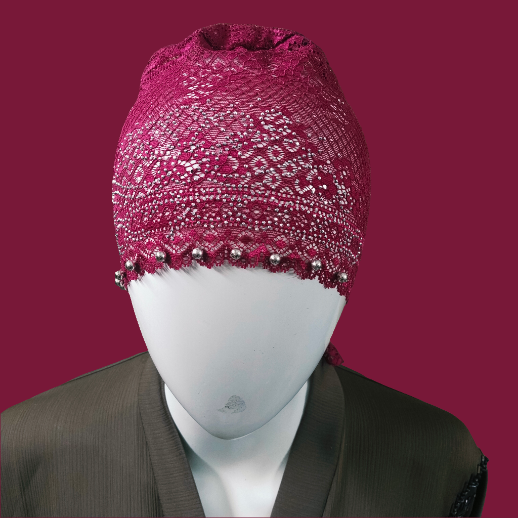 Maroon Fancy Net Cap