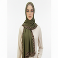 Olive Green Pleated Crinkle Hijab