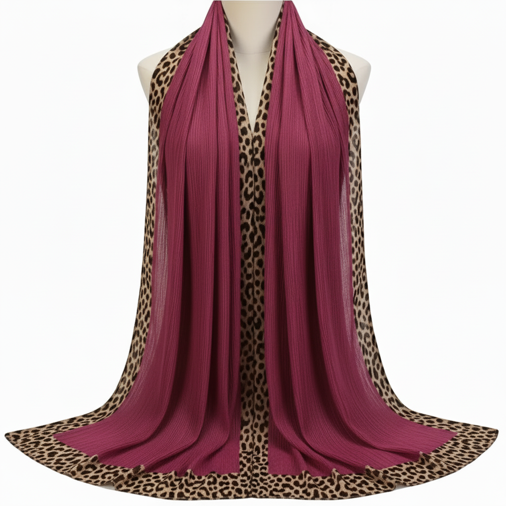 Dark pink Pleated Crinkle Hijab