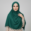 Bottle Green Tassels Lawn Hijab