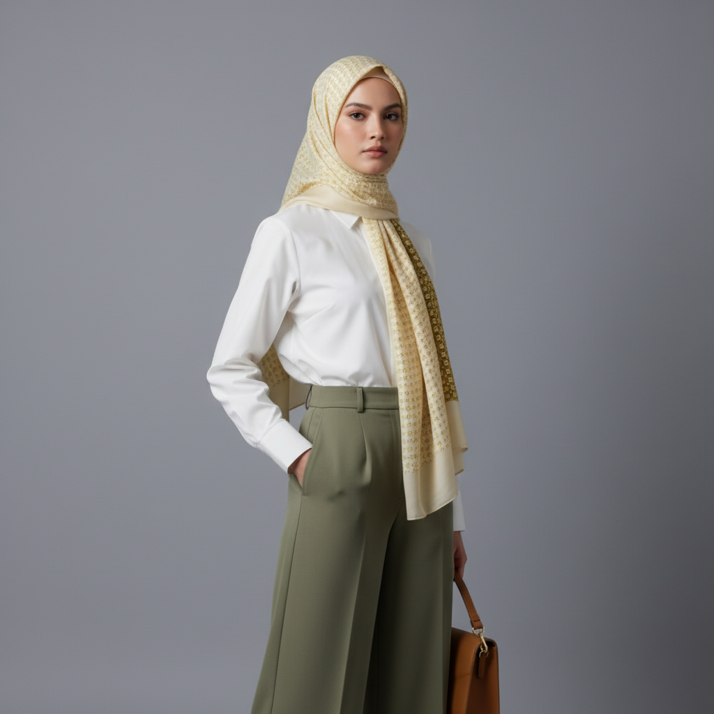 Off-White Viscose cotton  Hijab
