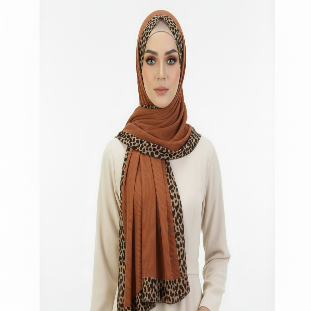 Rusty Brown Pleated Crinkle Hijab