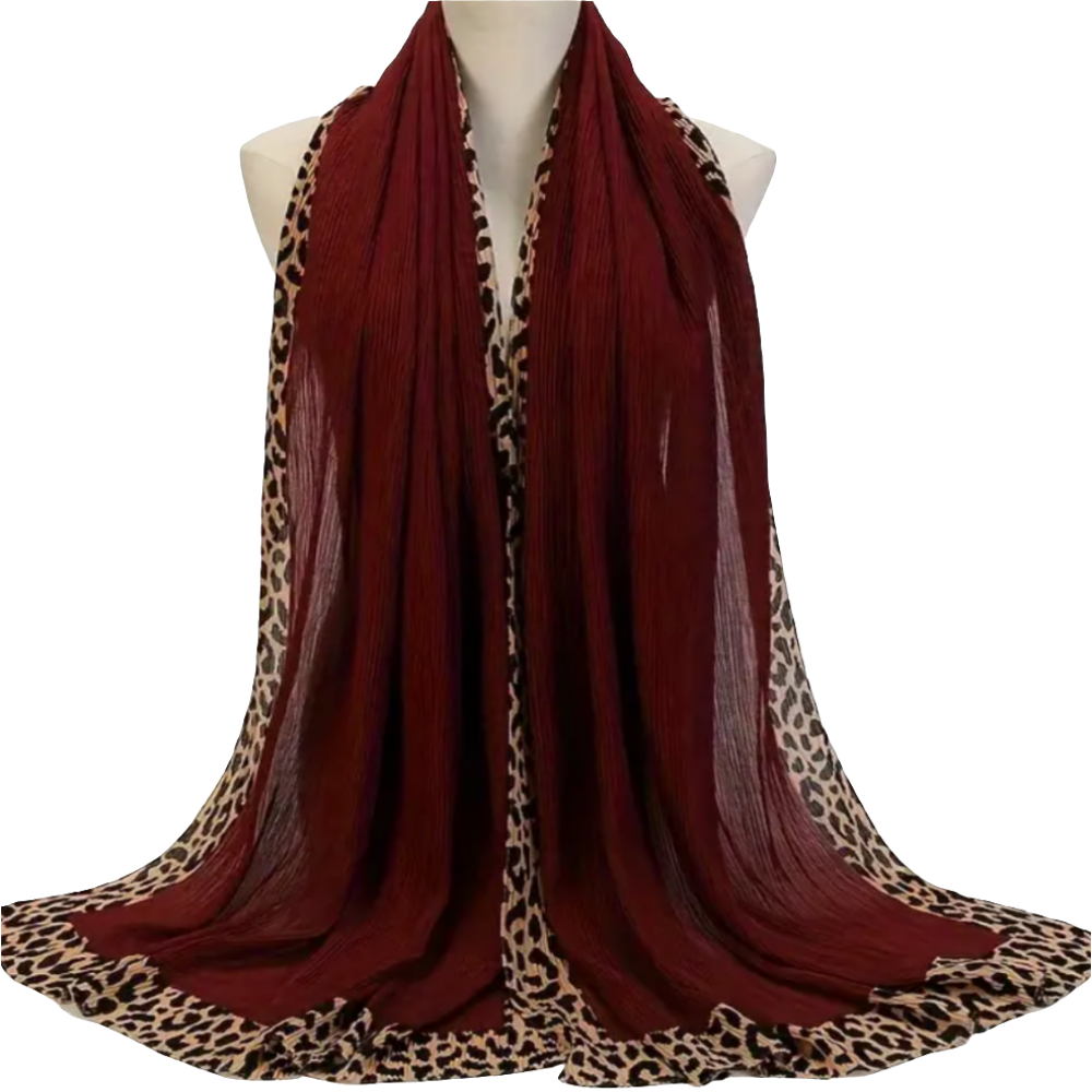Maroon Pleated Crinkle Hijab