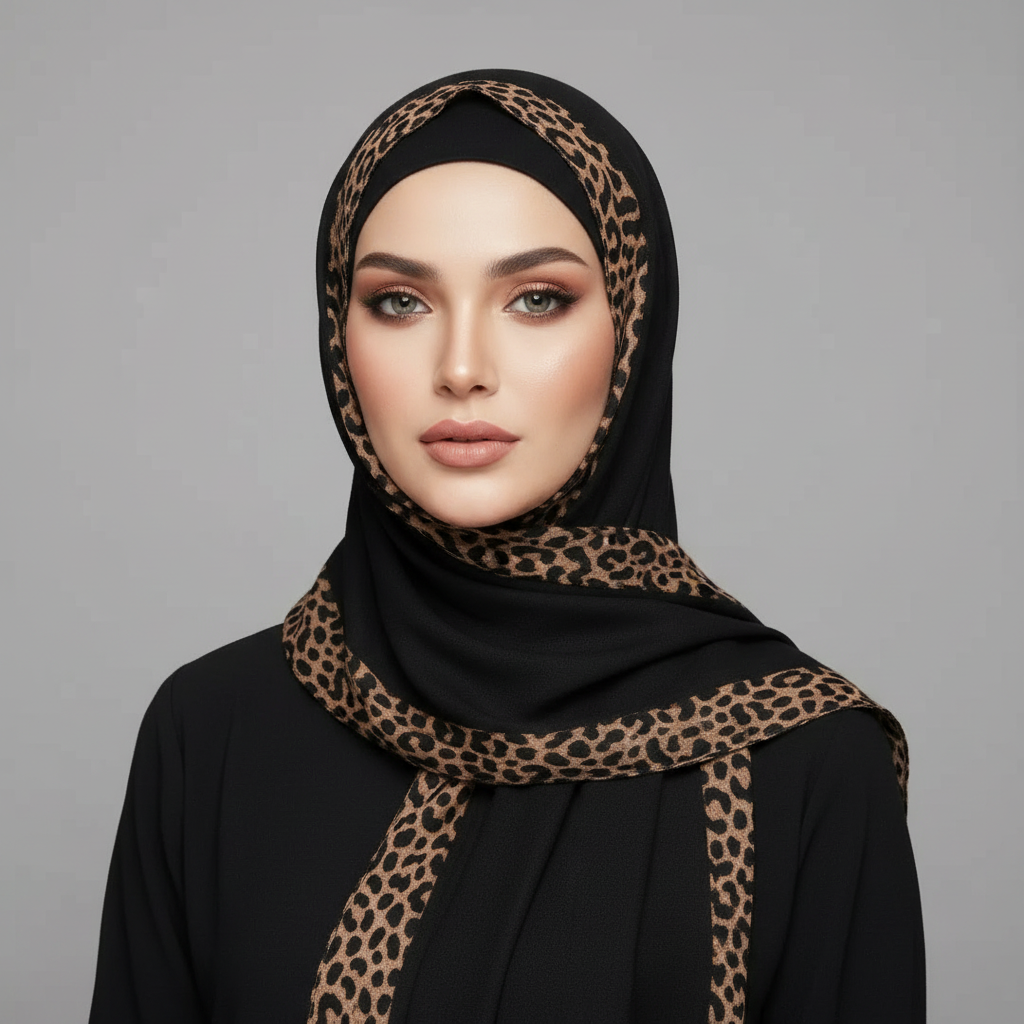 Black Pleated Crinkle Hijab
