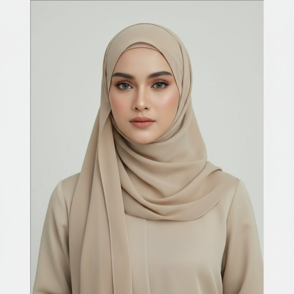 Beige  Plain Satin Silk