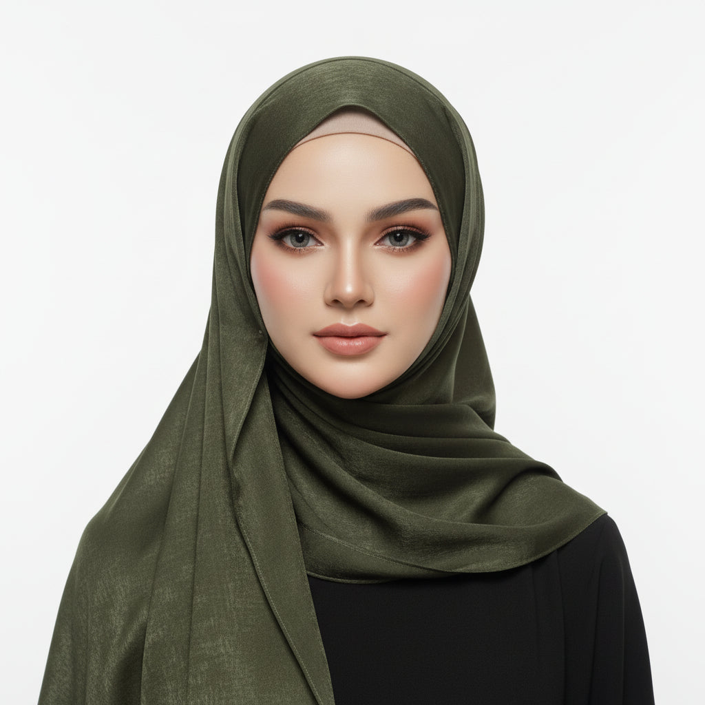 Olive Green Velvet Silk Hijab