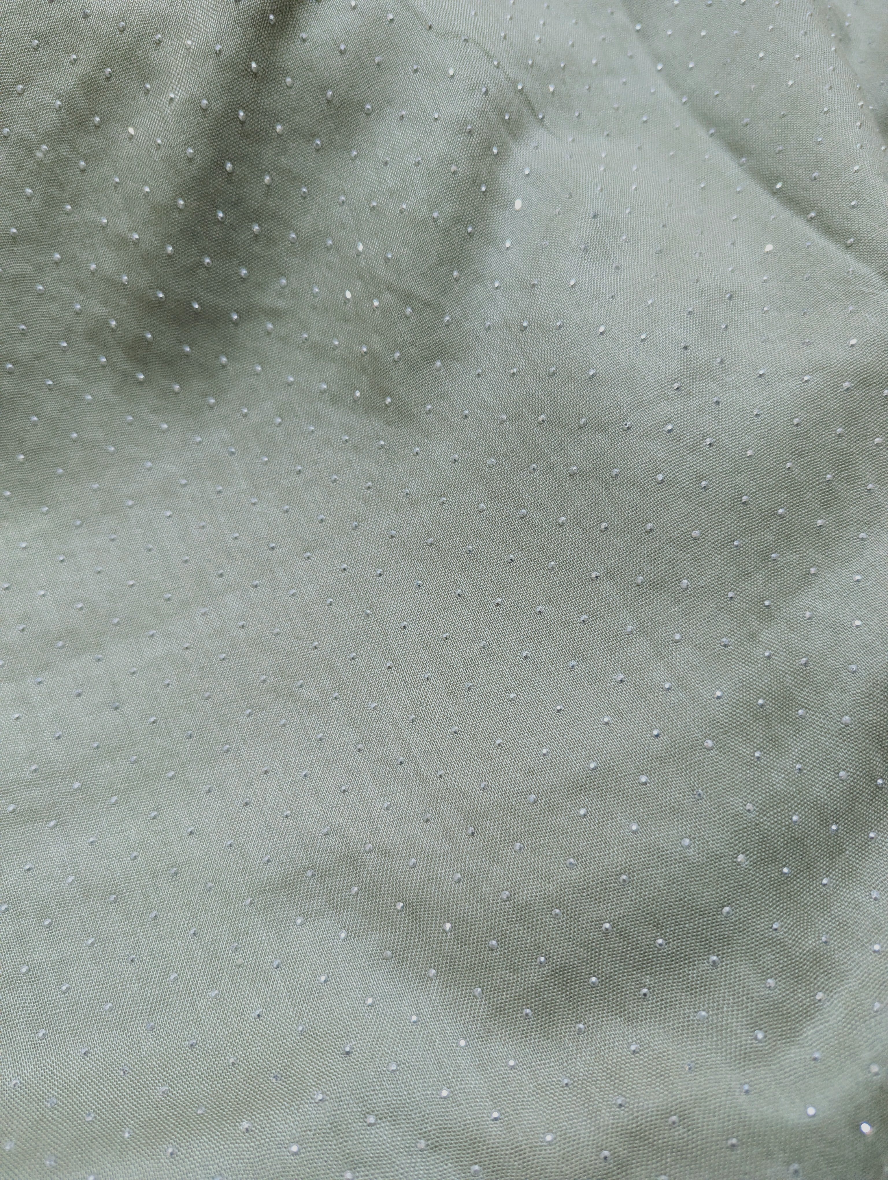 Green Festive Silver Stone Lawn Hijab