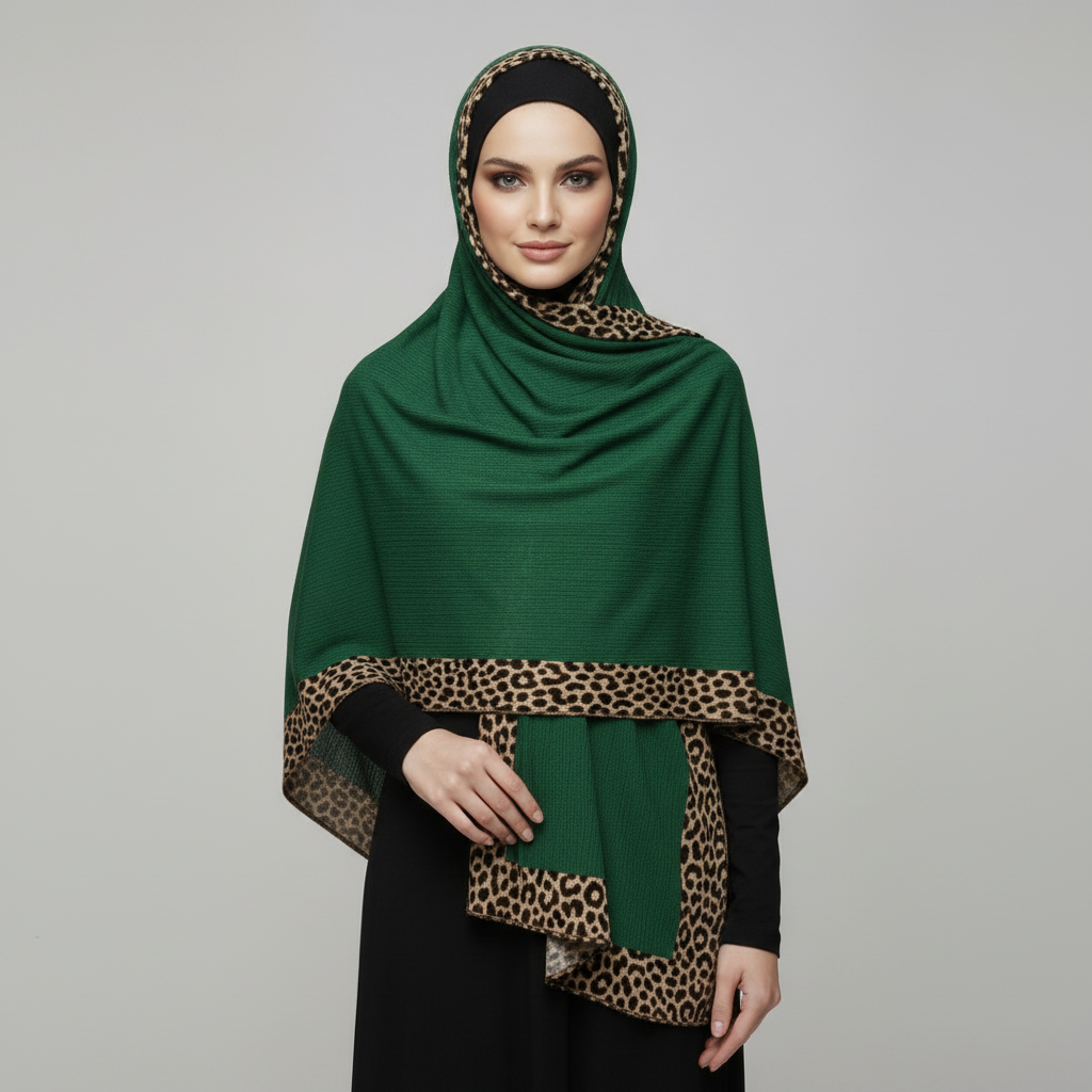 Bottle green Pleated Crinkle Hijab