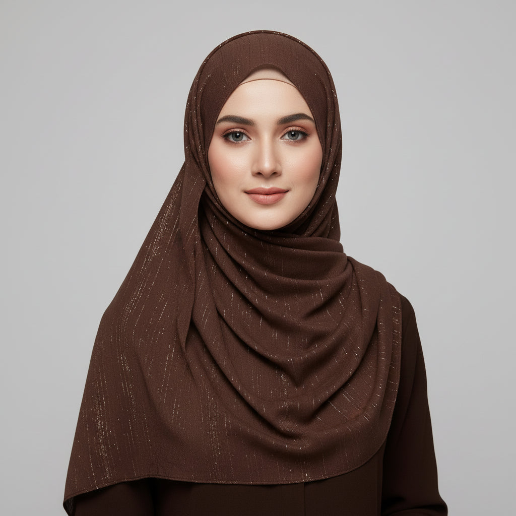 Brown Metalic Chiffon