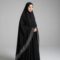 Black Irani Chaddar with silver stones
