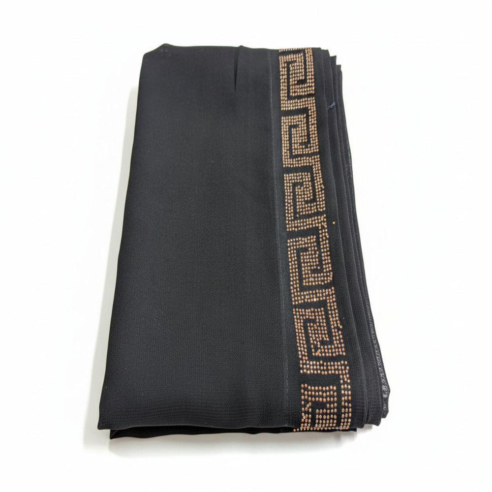Black Irani Chaddar with Rust stones