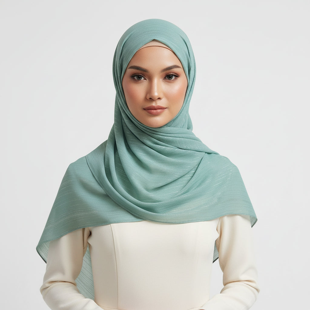Turquoise Metalic Chiffon