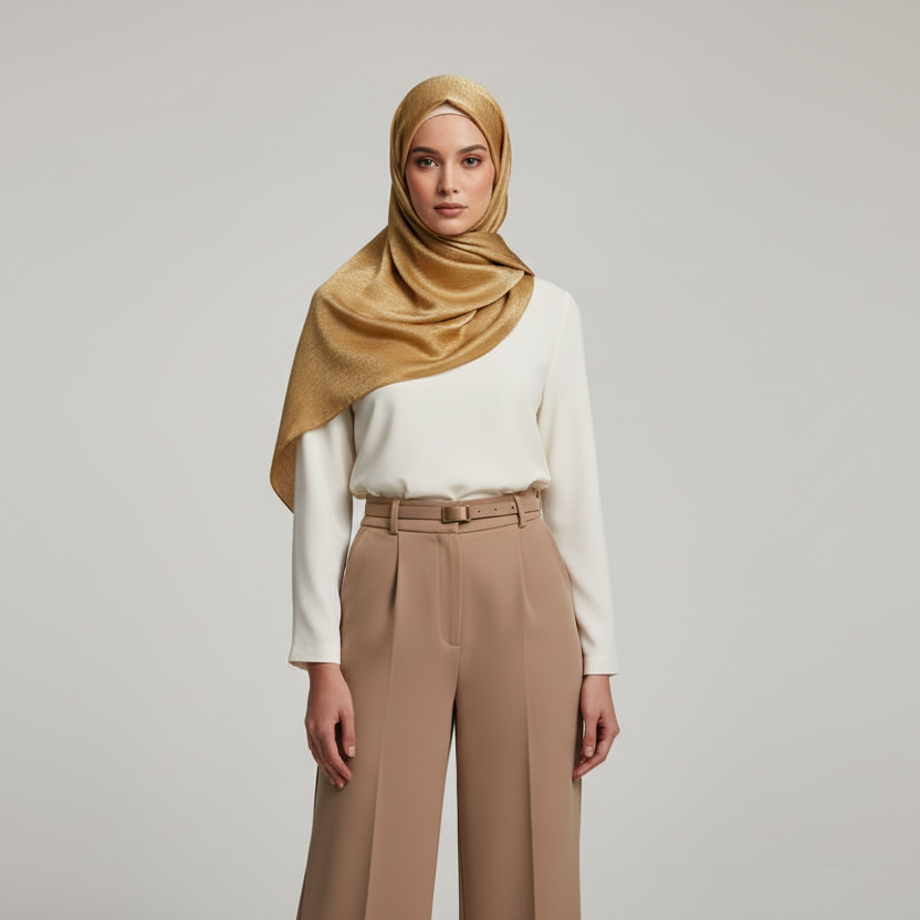 Dark Golden  Velvet Silk Hijab