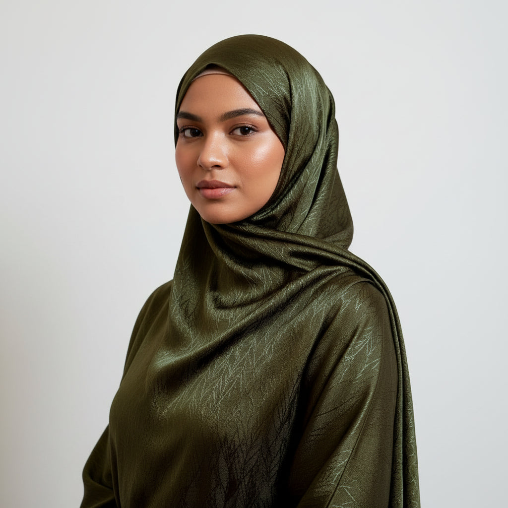 Olive Modal Self Satin Silk