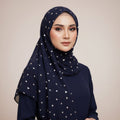 Navy Chiffon silver Foil