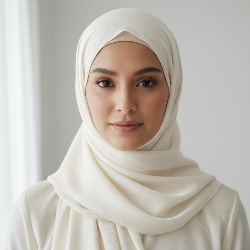 Cream  Velvet Silk Hijab