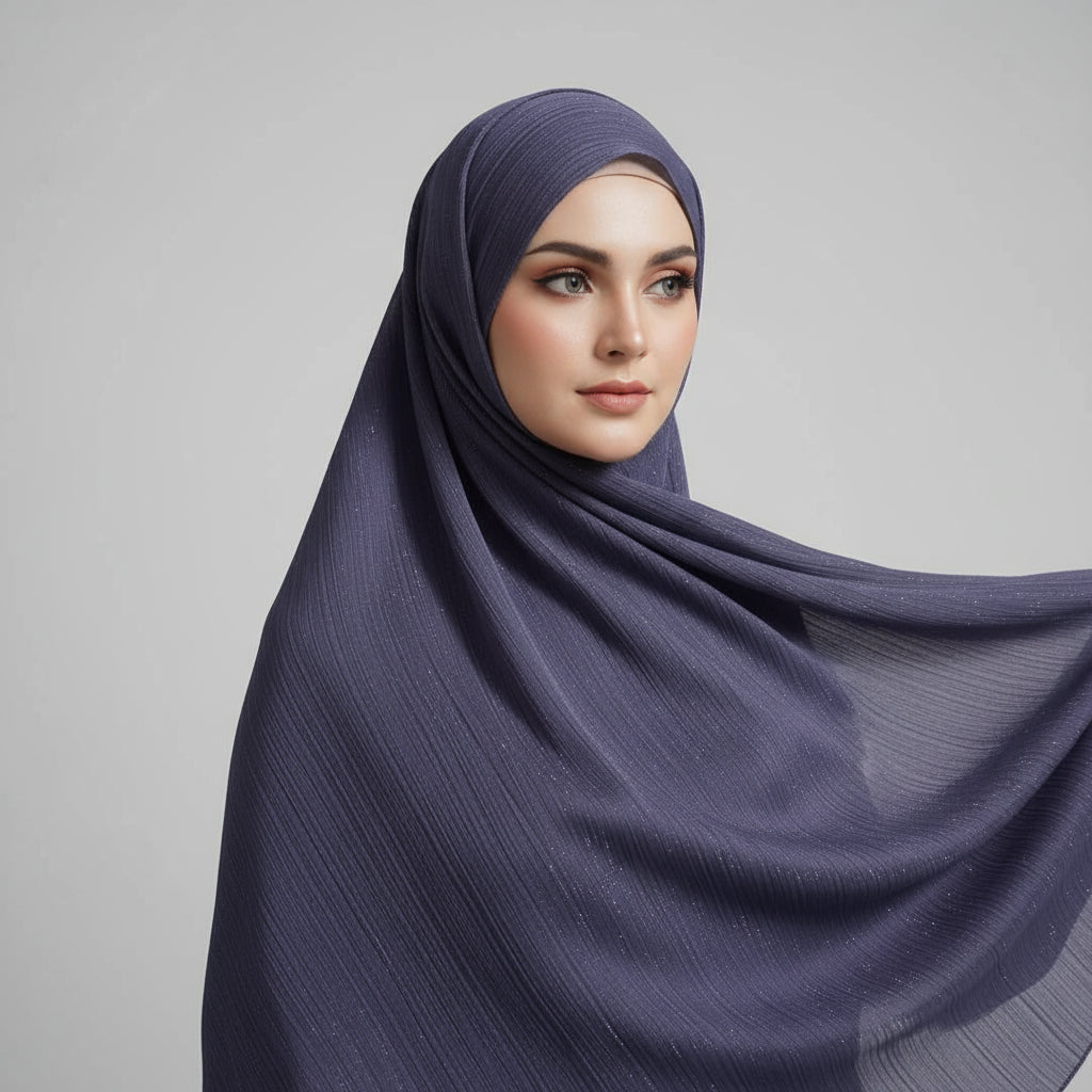 Steel grey  Metalic Chiffon