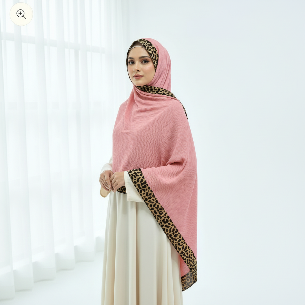 Peachy Pink Pleated Crinkle Hijab