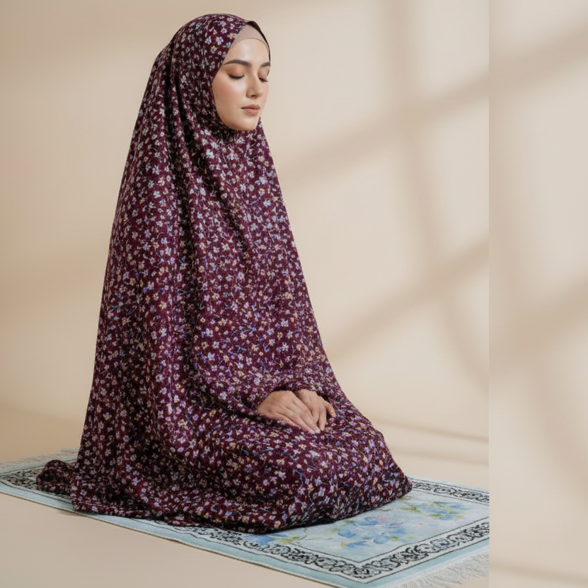 Maroon Namaz Chaddar (with sleeves)