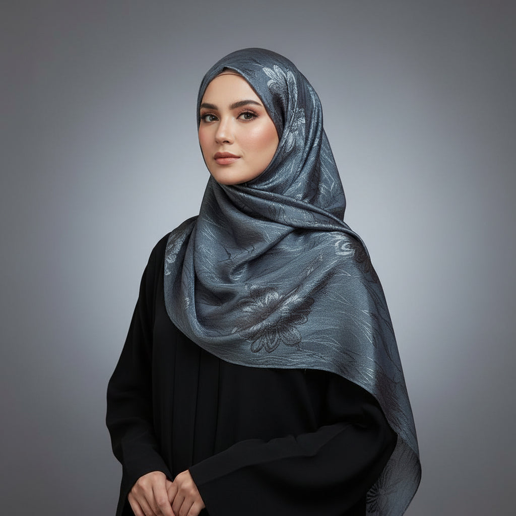 Grey Modal Self Satin Silk