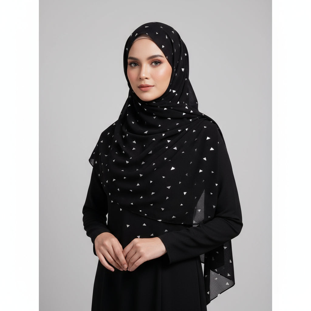 Black Chiffon silver Foil