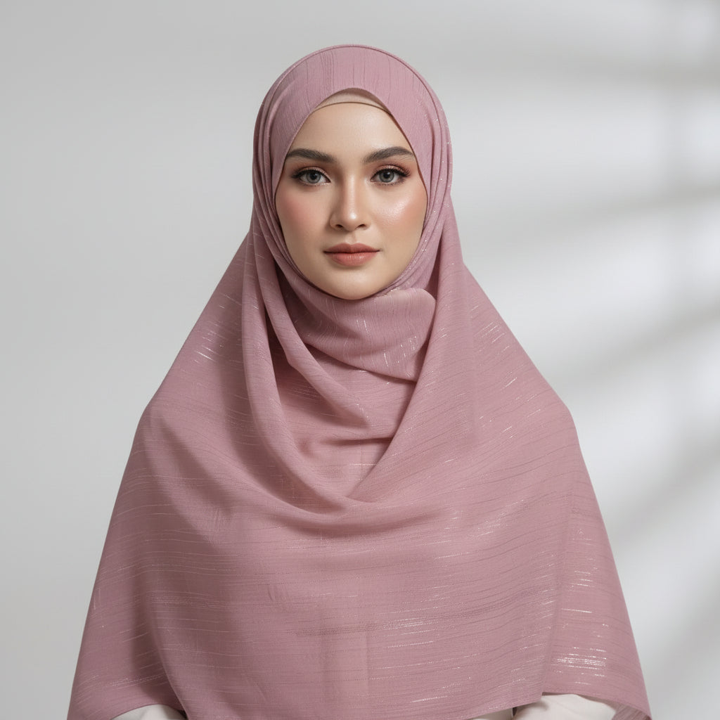 Dusty pink Metalic Chiffon