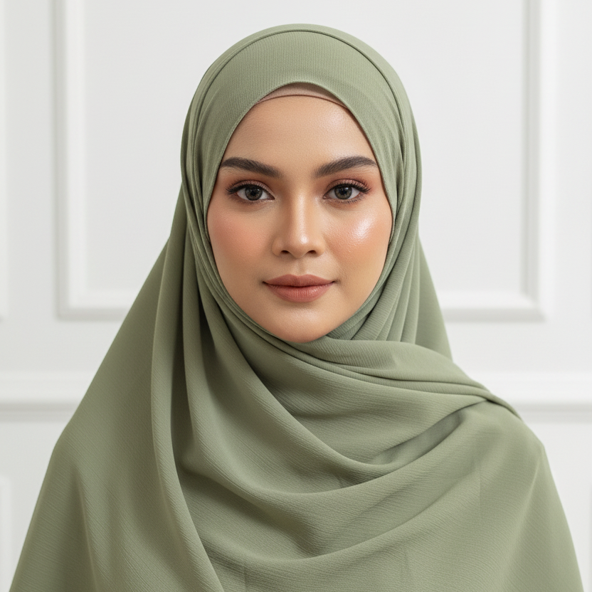 Green Textured Chiffon