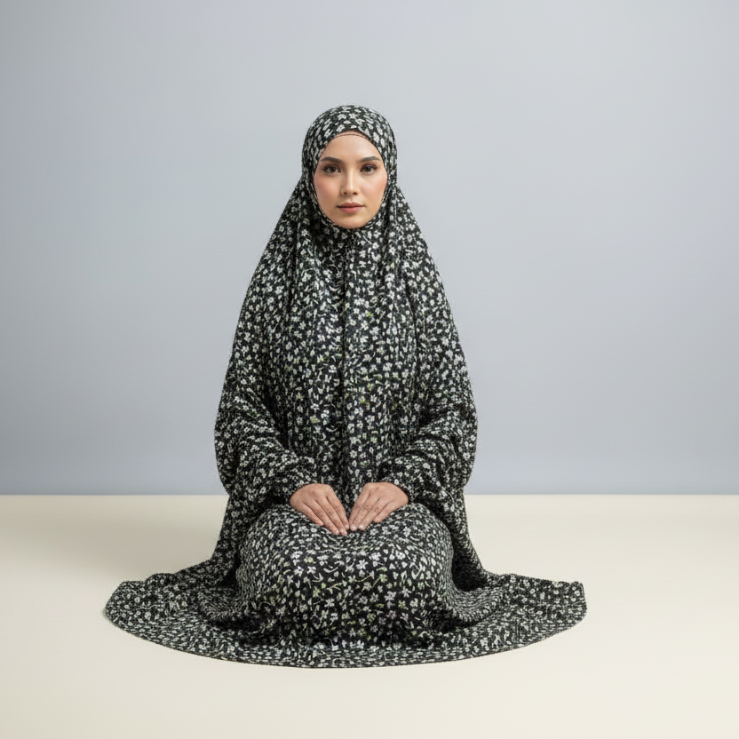 Black  Namaz Chaddar (with sleeves)